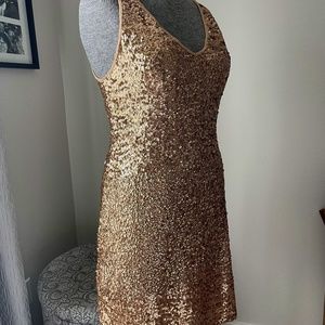 INC Gold sequin tank dress Sz L